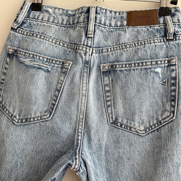 HIDDEN Light Blue Acid Wash Women's Front Slit Jeans, Denim Jeans, Size 24 - Picture 14 of 16